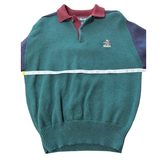 Faconnable Men's Size M Sweater Wool Vintage Designed in France Green Blue Red - Picture 4 of 6